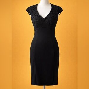 Ted Baker "Briony" Lace Panel Cap Sleeve Black Sheath  Sleeveless Dress Sz 2
